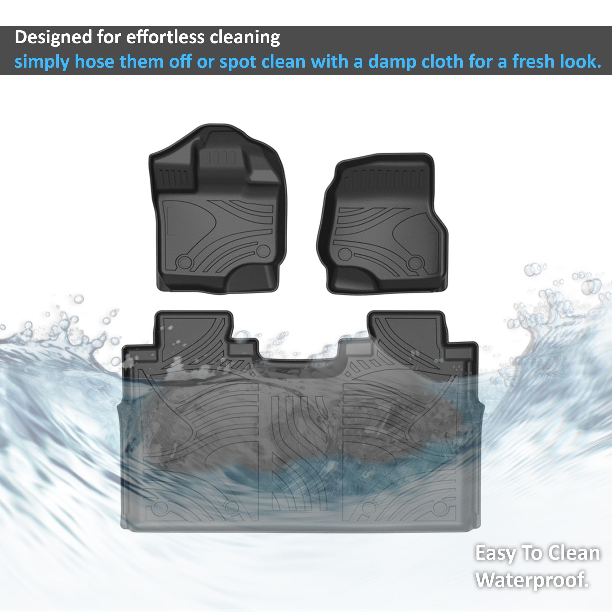TOTALINER Black Horse Heavy Duty Floor Mat Anti-Skid Black 1.37'' Thickness Compatible with 2015-2022 Ford F-150 SuperCrew Cab-FMFF115