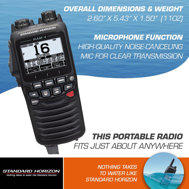 SSM-70H Standard Horizon 2.5" Wired Remote Access Microphone (RAM4) Black