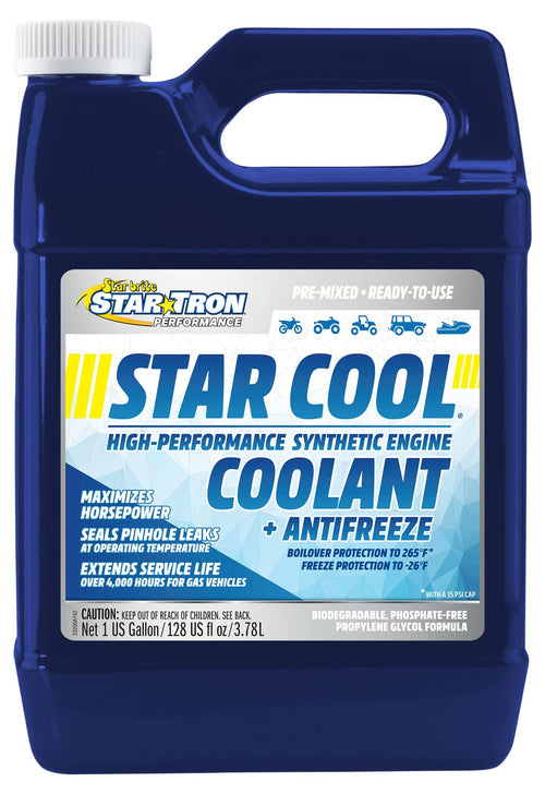 Star Tron Premium Synthetic PG Engine Coolant + Antifreeze Star-Cool - Propylene Glycol for Engines, Motorcycles, Snowmobiles & Marine - 1 GAL (033200)