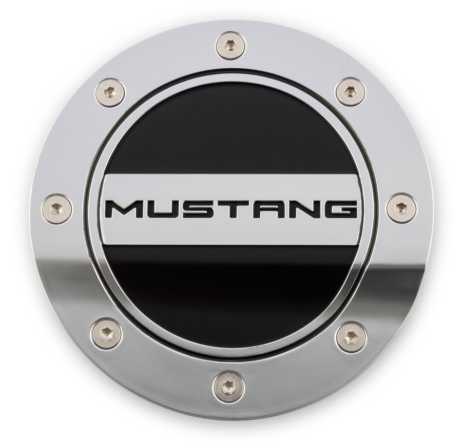 Drake FR3Z-6640526-MS Muscle Cars Fuel Door Comp Series Black/Silver GT Logo