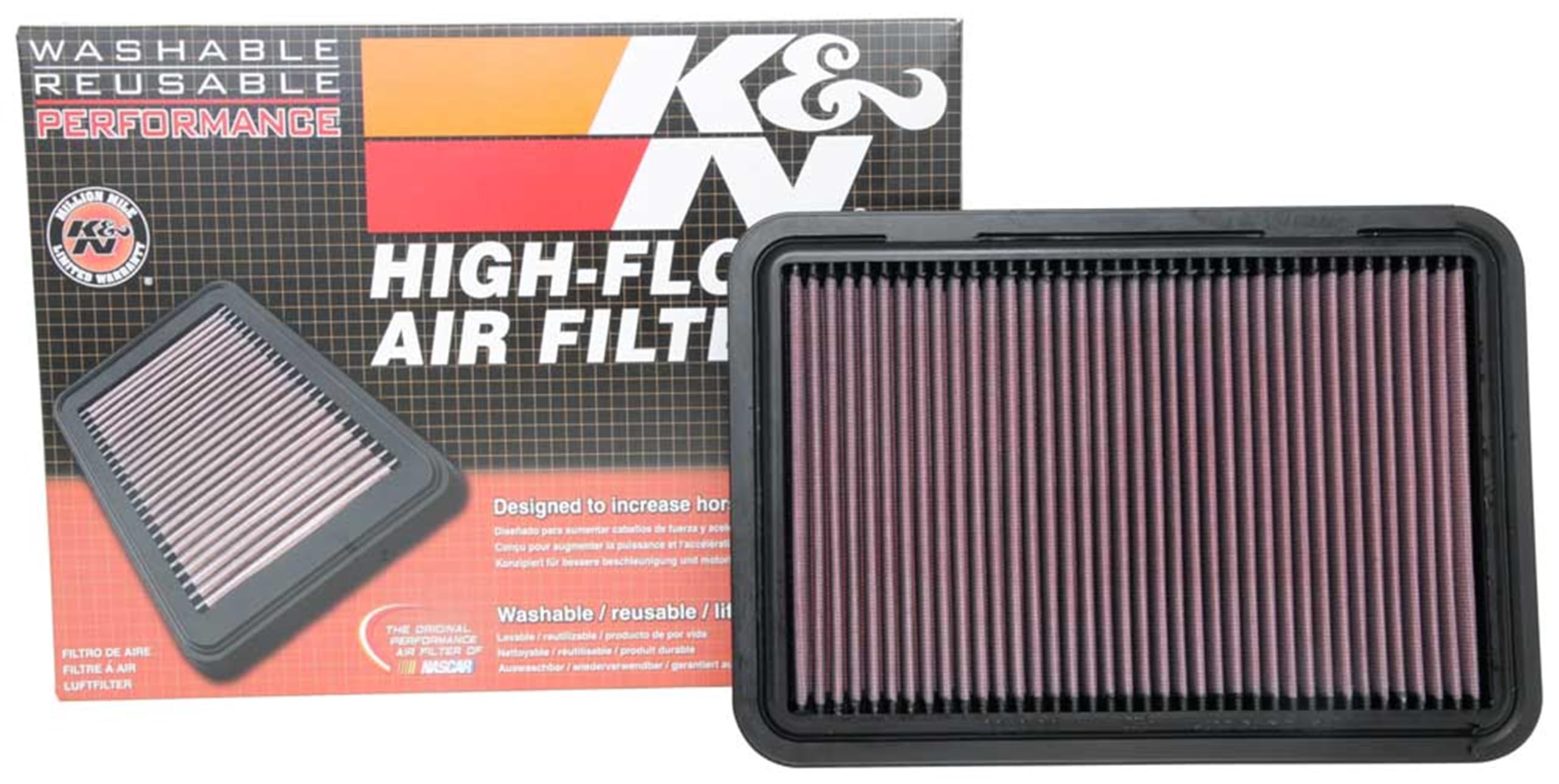 K&N Engine Air Filter: Replacement Car Air Filter, Washable, Clean Every 75,000 Miles, Reusable, Premium: Compatible with 2017-2020 SUZUKI Swift V, 33-3130
