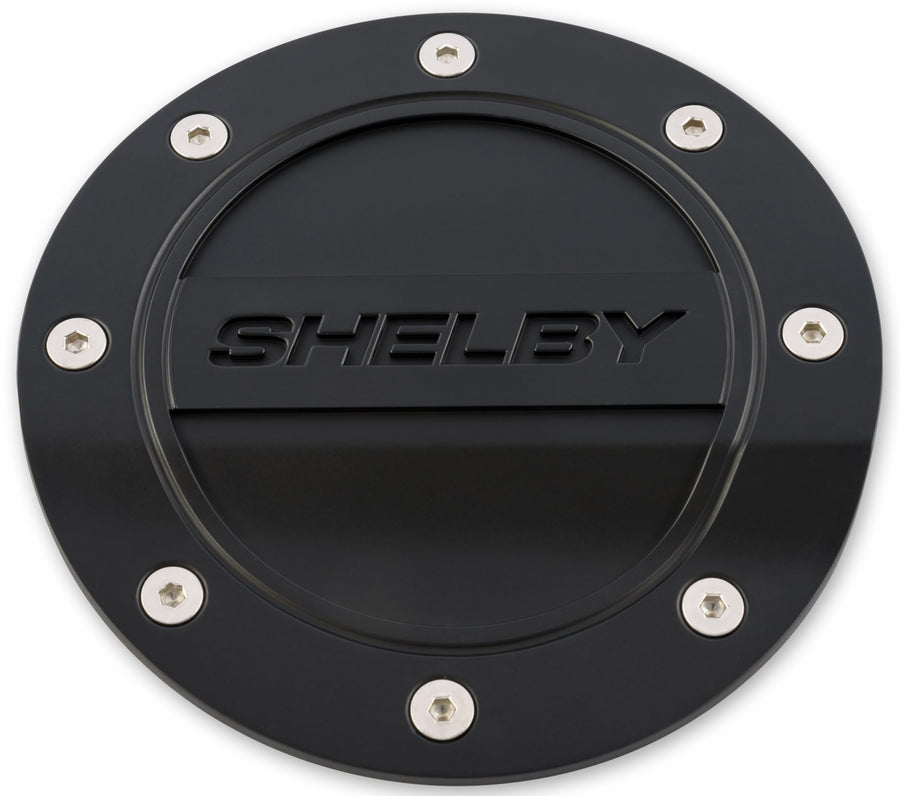 Fuel Door Comp Series Black with Shelby Logo Drake Muscle Cars FS3Z-6640526-SA