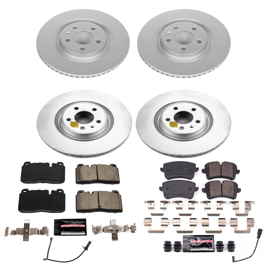 Power Stop Z23 Front and Rear Coated Rotor Kit-Coated Brake Rotors & Carbon Ceramic Brake Pads CRK7532