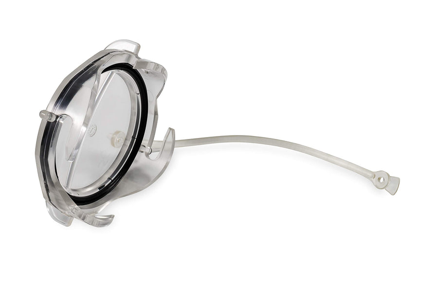 Clear Camco RV Sewer Cap with Lanyard - Prevents Leaks and Spills from Your RV's Sewer System