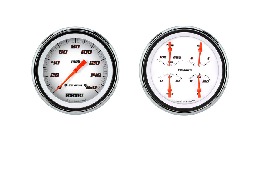 Classic Instruments 1947-1953 Chevy Truck CT47VSW52 Velocity White - Speedometer & Quad Gauge - GM
