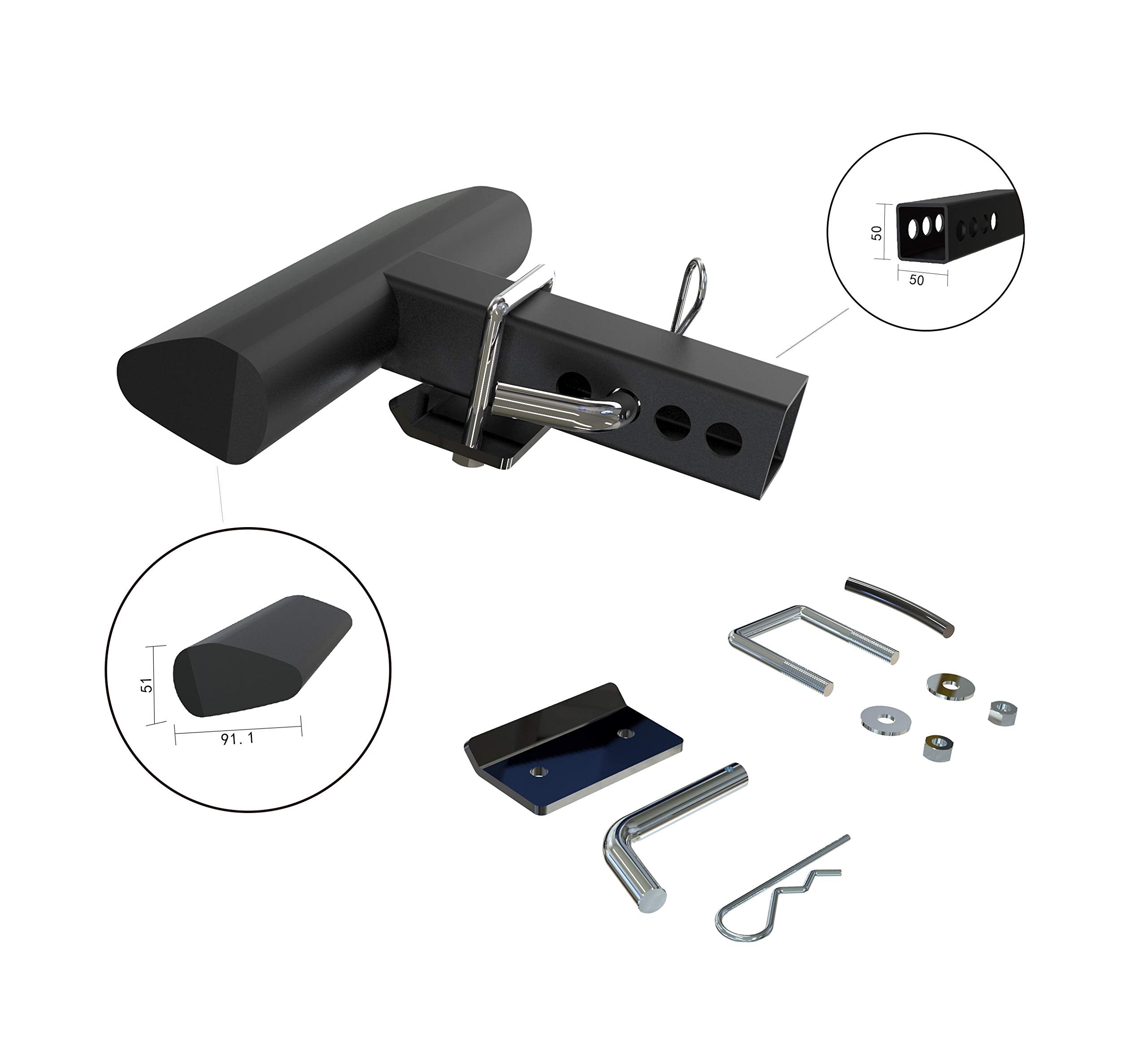 Black Horse 12" Length, 2" Inlet Black Razor Tow Hitch Step Rear Bumper Guard Protector Compatible with All Trucks and SUVs Equipped with 2" Receivers Come with Hitch pin and Anti-Rattling kit -RAZ12T