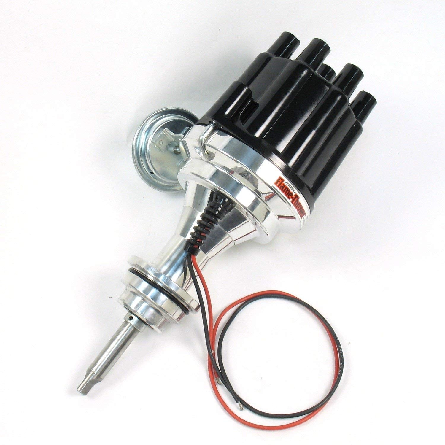 Pertronix D142700 Flame-Thrower Black Cap Plug and Play Vacuum Advance Billet Electronic Distributor with Ignitor II Technology for Chrysler/Dodge/Plymouth 383-400