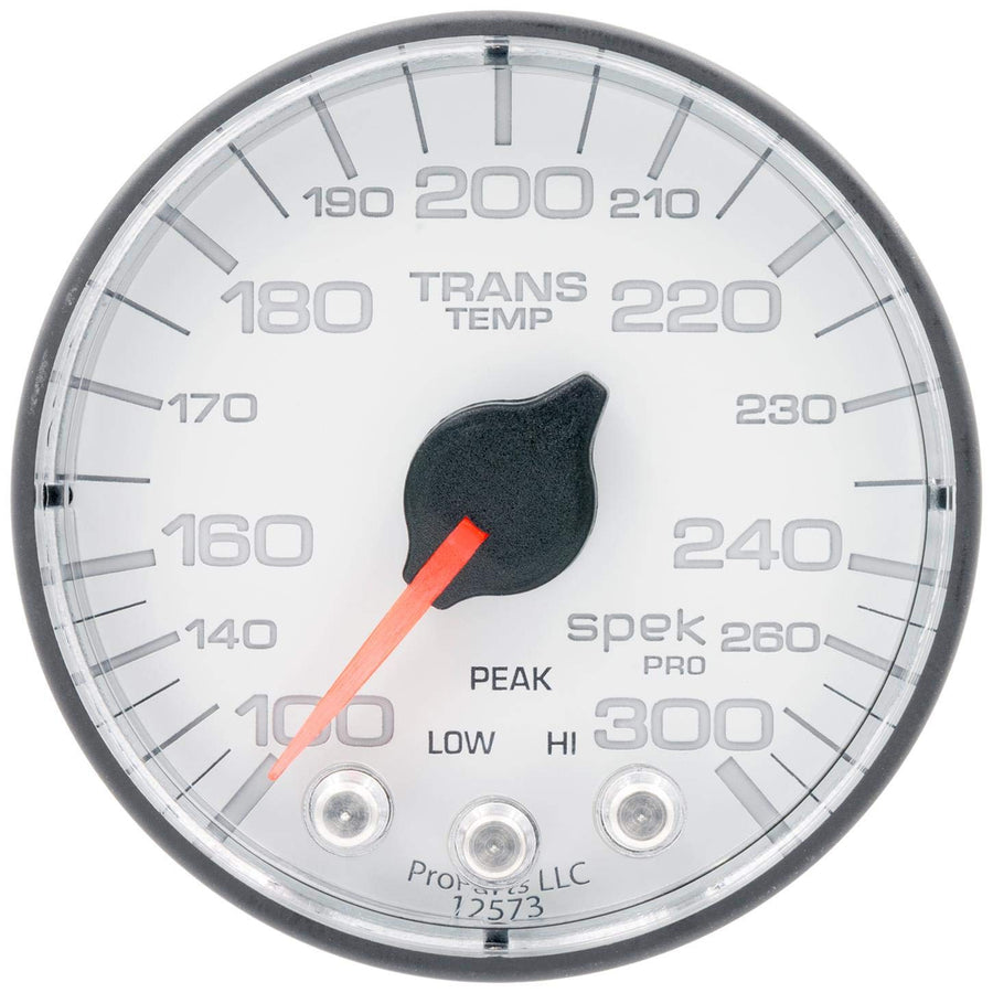 AutoMeter Gauge P342128 Transmission Temp (Spek-Pro, Trans Temp, 2 1/16", 300ºf, Stepper Motorwith Peak & Warn, Wht/Blk, Spek-Pro)