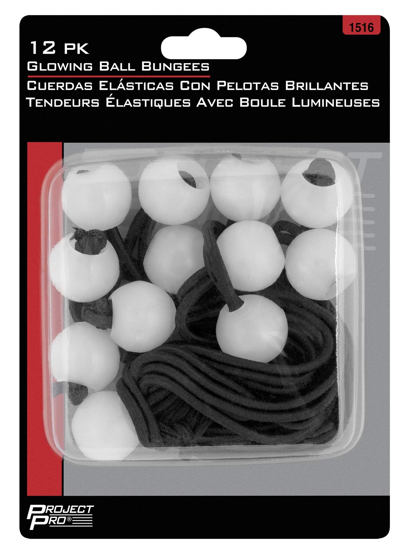 12pk Performance Tool Glowing Ball Bungees - Heavy Duty Elastic Cords with Secure Locking Balls for Camping, Outdoor, and Home Use
