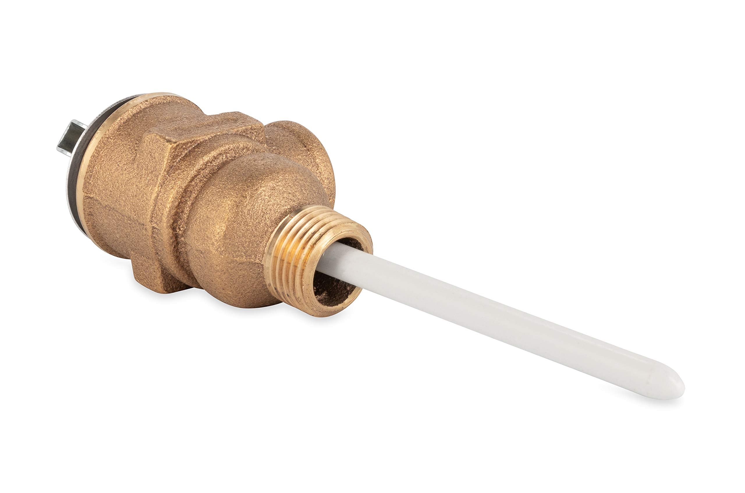 1/2" Camco Temperature and Pressure Relief Valve with 4" Epoxy-Coated Probe, Brown