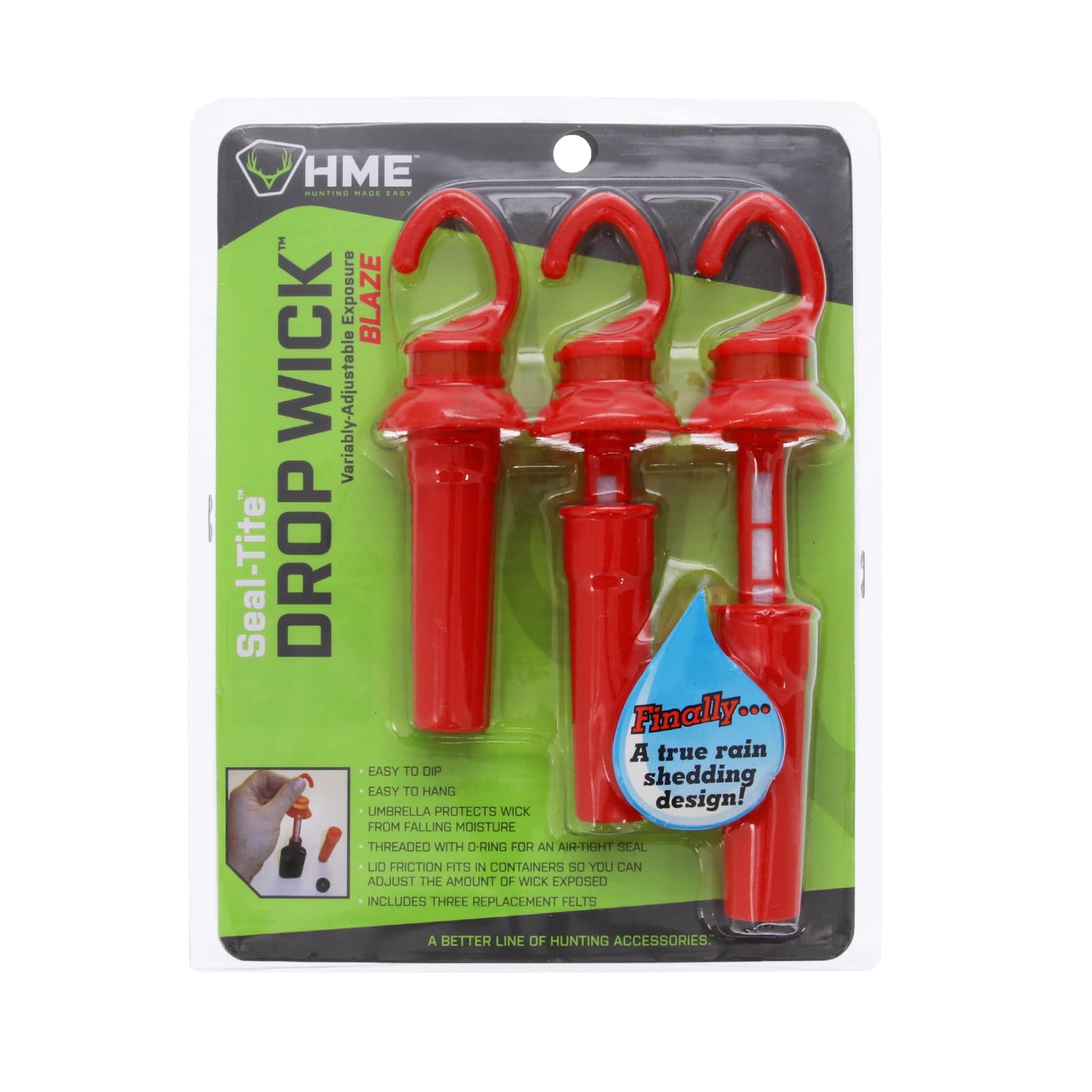 Seal-Tite HME Drop Wick with Replacement Felts (Pack of 3) | Variably-Adjustable Easy-to-Use Air-Tight Scent Dispenser with Rain Protection