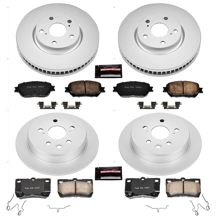 Power Stop CRK4076 Brake Rotor & Coated Ceramic Brake Pads- front & rear For Lexus IS250 2009-2013 [Model Specific]