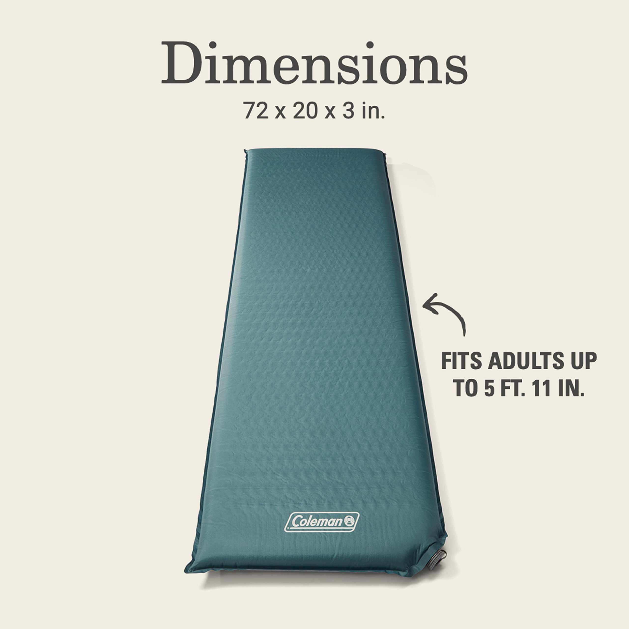 Silver Springs Coleman Self-Inflating Sleeping Pad, Comfortable Camp Pad with Insulating Foam & Durable PVC Coating, Lightweight Sleeping Mat Inflates in Minutes