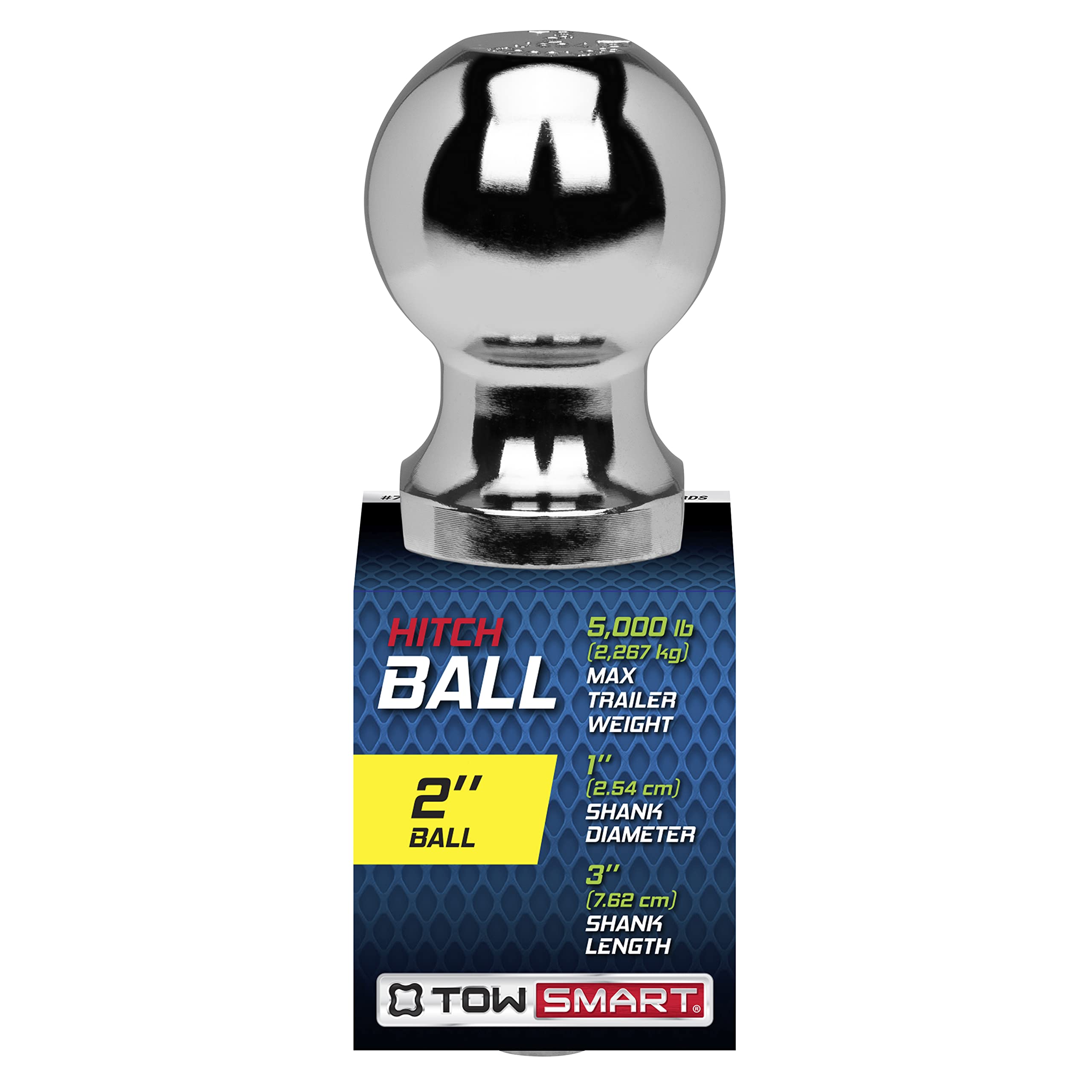 Class III TOWSMART Chrome Trailer Hitch Ball, 5,000 lb., 2 in. Ball Diameter, 1 in. x 3 in. Shank
