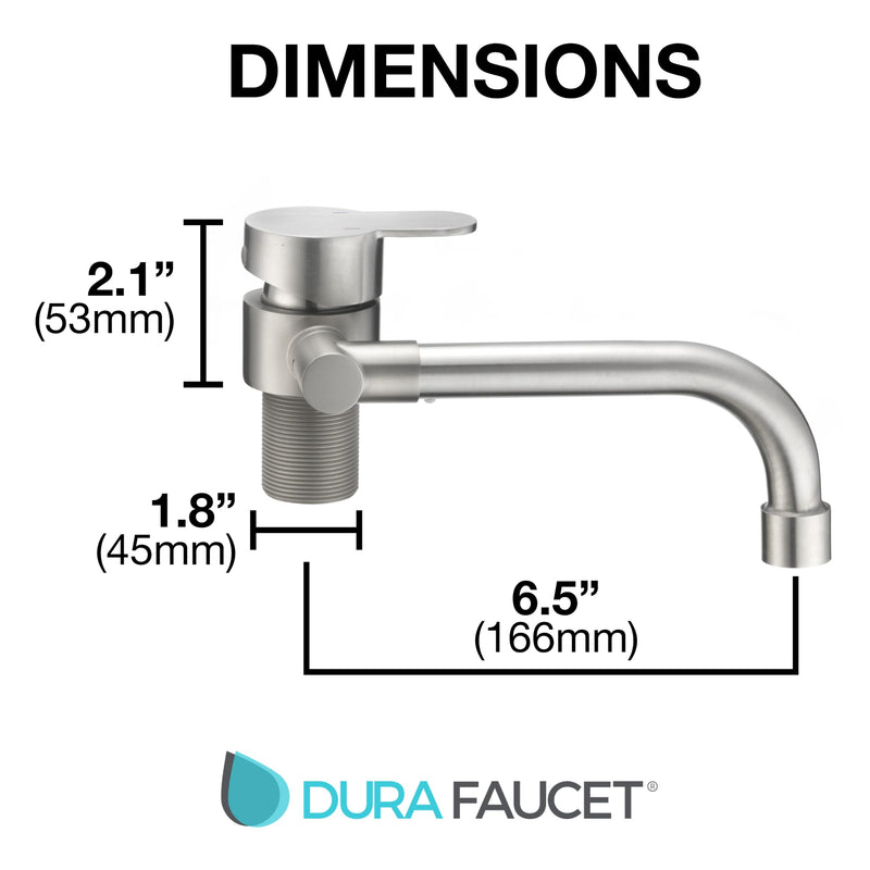 Folding RV Kitchen Faucet Dura Faucet (DF-MK510H-SN) – Brushed Satin Nickel, 360° Rotating & Vertical Folding Spout, Single Lever Handle, Lead-Free, Easy Install Compact Sink Faucet
