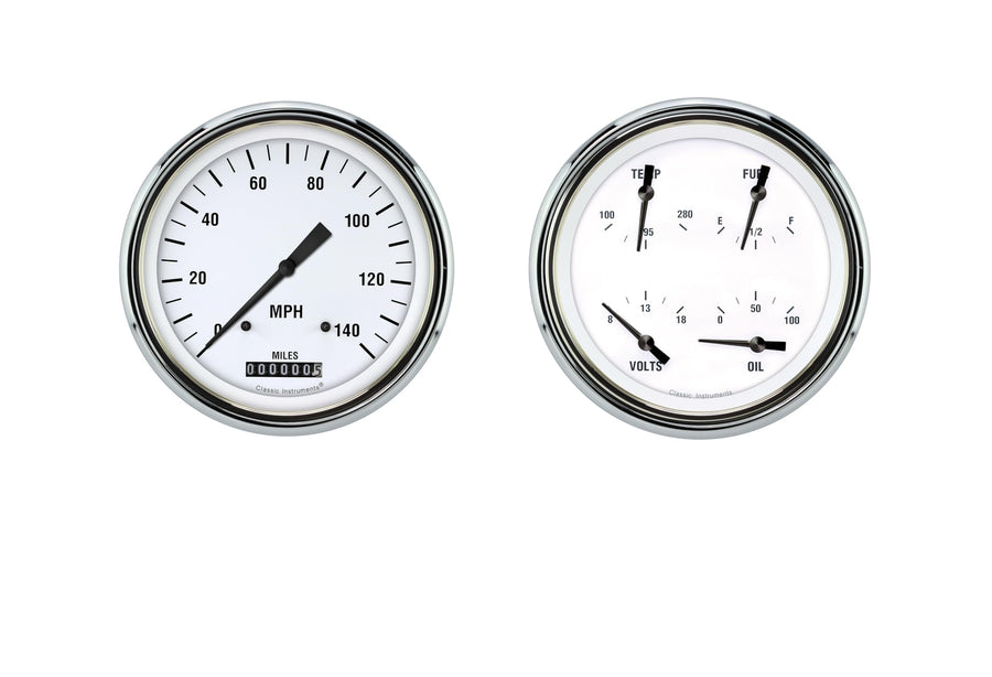 Classic Instruments CT47WH52 Speedometer & Quad Gauge - 1947-1953 Chevy Truck White Hot - GM
