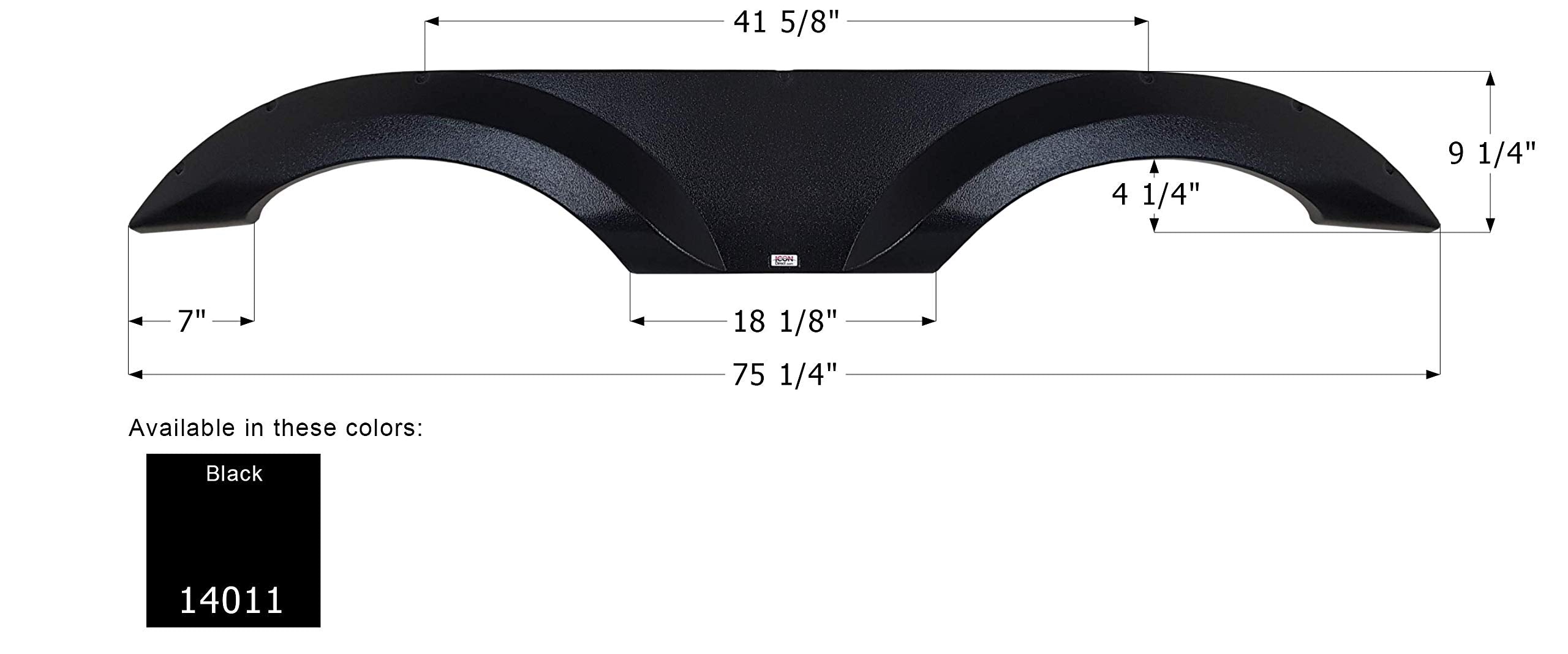 Tandem Axle Fender Skirt ICON 14011 FS4011 for Jayco - Black