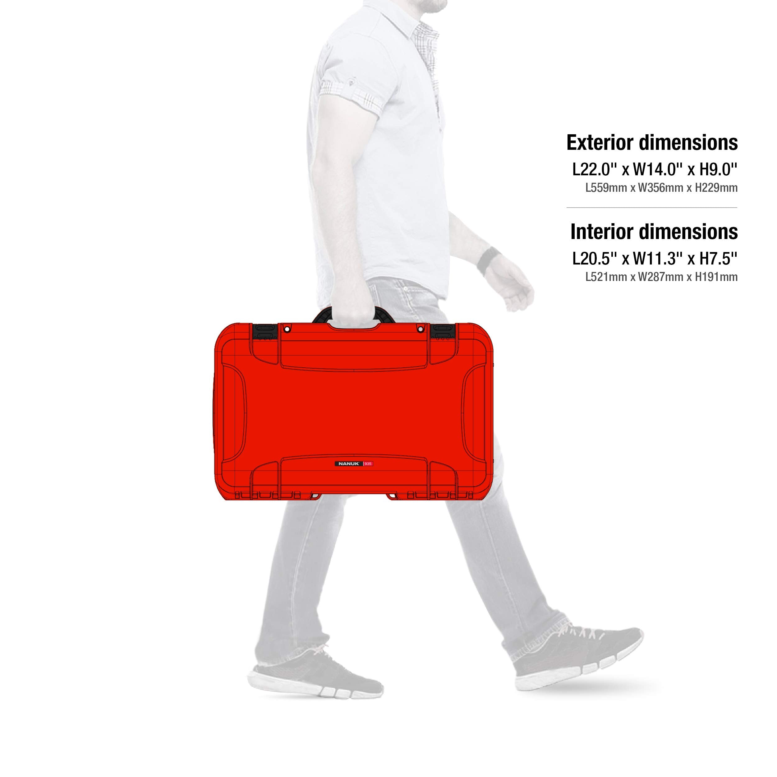 Protective Travel Case Nanuk 935 for 3 Bottles of Wine w/Wheels and Extendable Handle, TSA Approved - Red