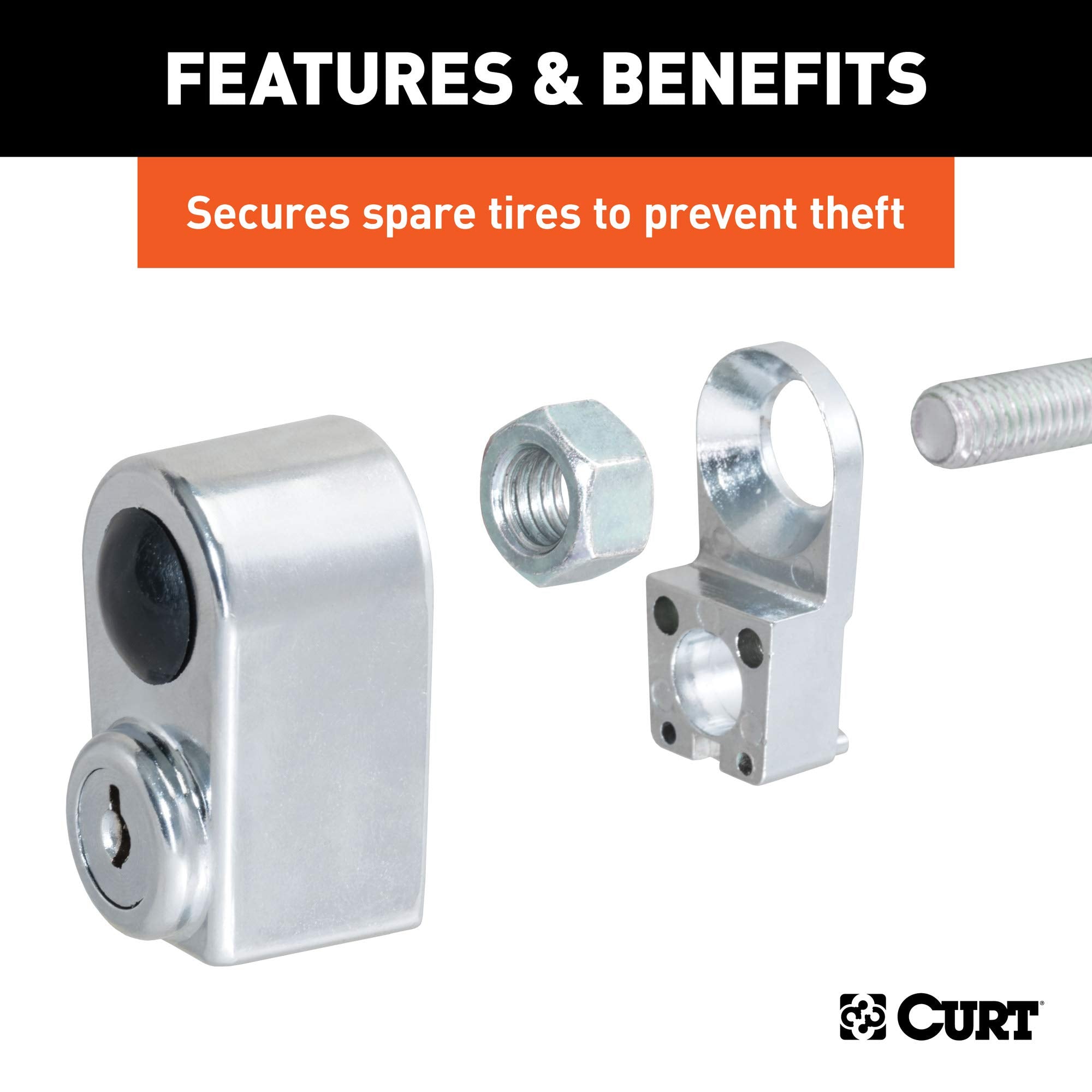 Spare Tire Lock CURT 23562, Chrome