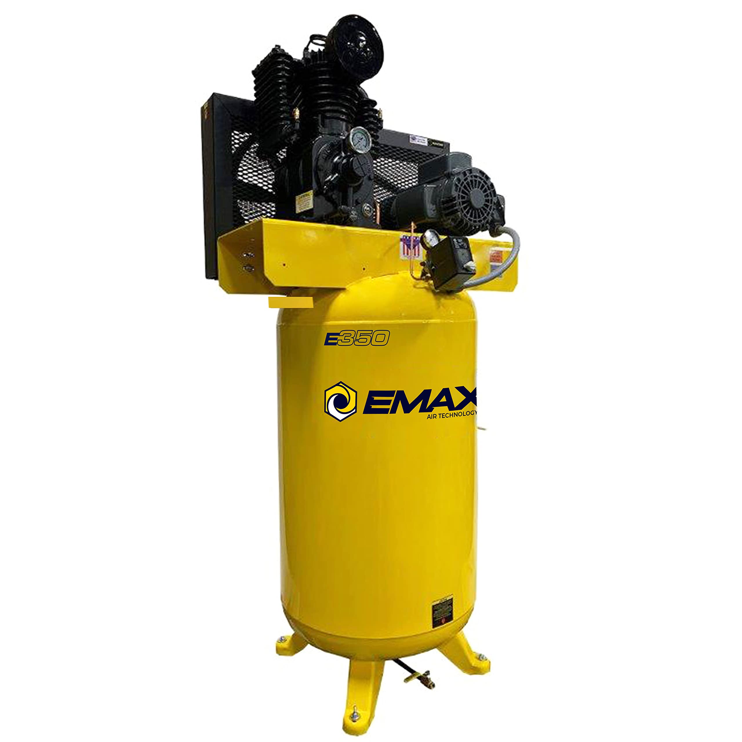 EMAX E350 Air Compressor Stationary - 5hp 80 Gal. 2 Stage Single Phase Compressor with Pressure Lubricated Pump & Quiet Design - EI05V080I1