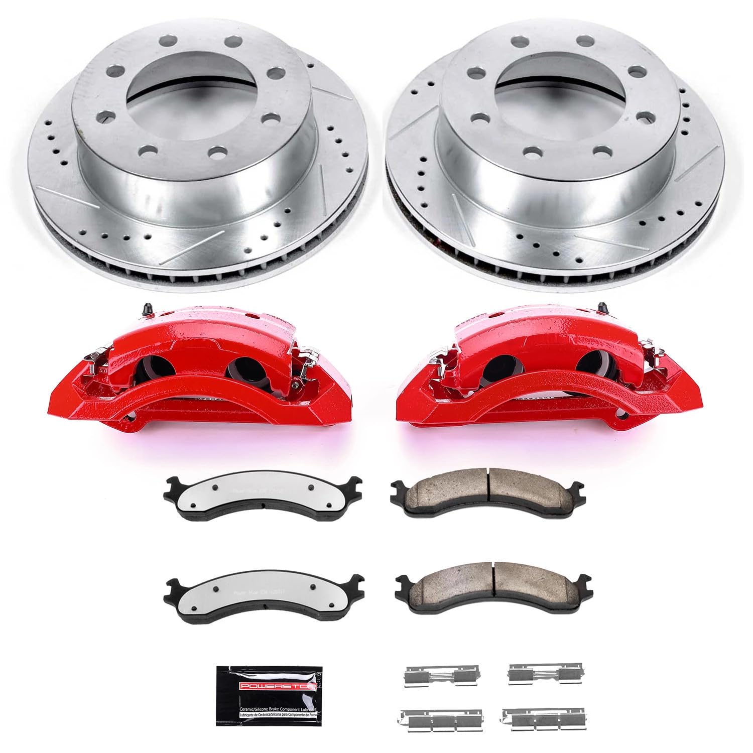 Power Stop Z36 KC2156-36 Truck & Tow Front Caliper Kit- Brake Rotors, Brake Pads and Brake Calipers For Dodge Ram 2500 2000-2002, Dodge Ram 3500 2000-2002 [Model Specific]