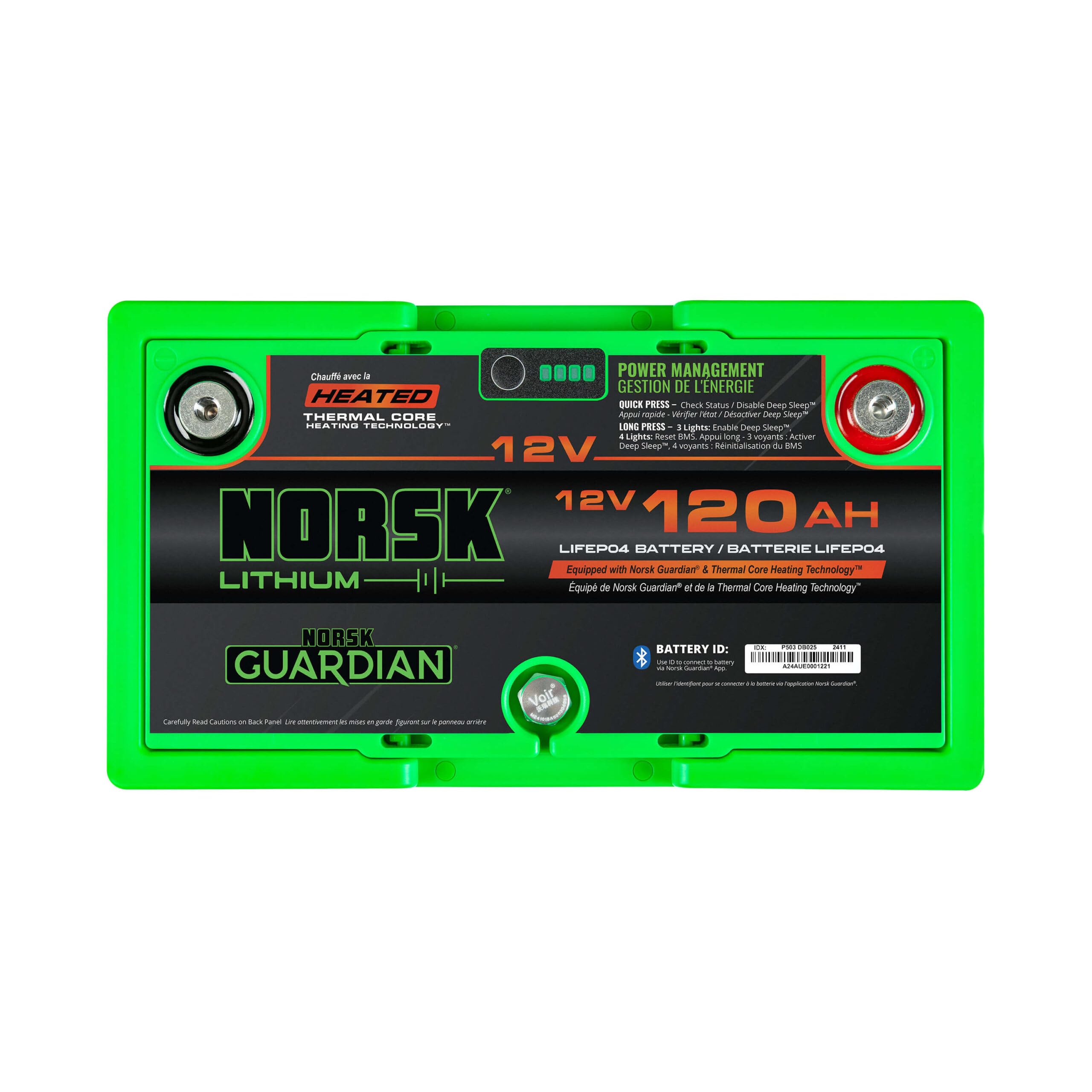 Norsk 12V Lithium 120AH Heated LiFePO4 Marine Battery | Group 27 | Bluetooth | Thermal Core Heating Technology | IP67 Waterproof | Perfect for RV, Solar, Boat, Marine, Trolling Motor