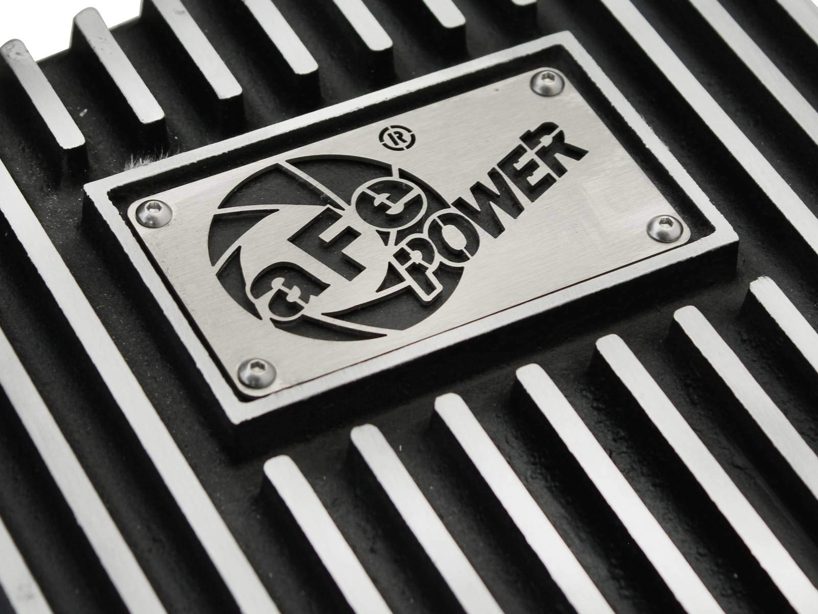 aFe Power 6R80 COV Trans Pan Ford Trucks, 09-15 2.7/3.5/5.0/6.2 Black Mach'd Fins Diff Covers 46-70172