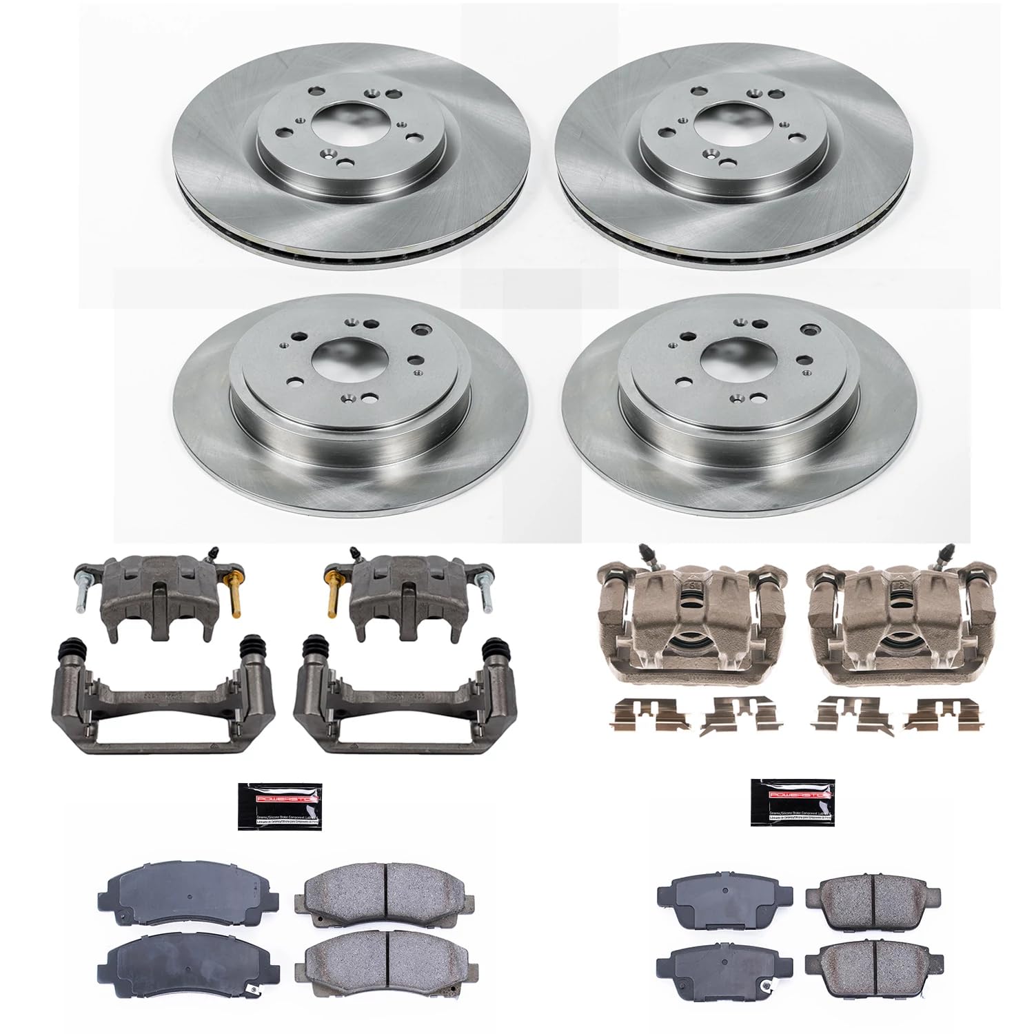 Power Stop KCOE5940 Front and Rear Brake Kit-OE Rotors & Z17 ramic Brake Pads Autospecialty For Honda Ridgeline 2012-2014 [Model Specific]