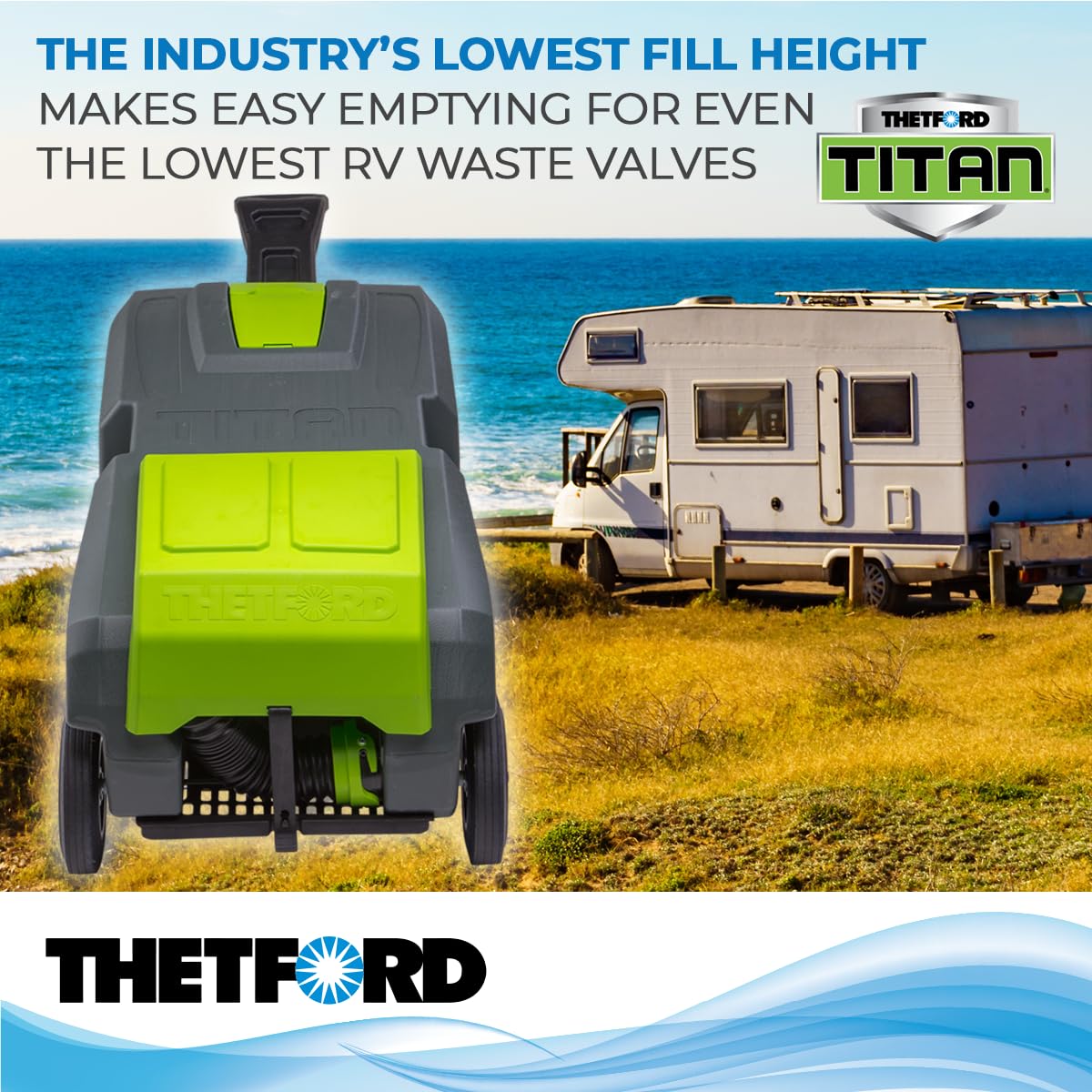 Titan Tote Thetford 40951 4-Wheel - 27 Gallon, Gray