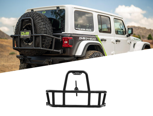 DV8 Offroad Tire Carrier Body Mounted for 2018-2025 Jeep Wrangler JL | Removes Weight of Spare from Door Hinges | Fits Up to a 40 x 13.50 Tire with a -25 Max Offset | Improves Departure Angle | Steel