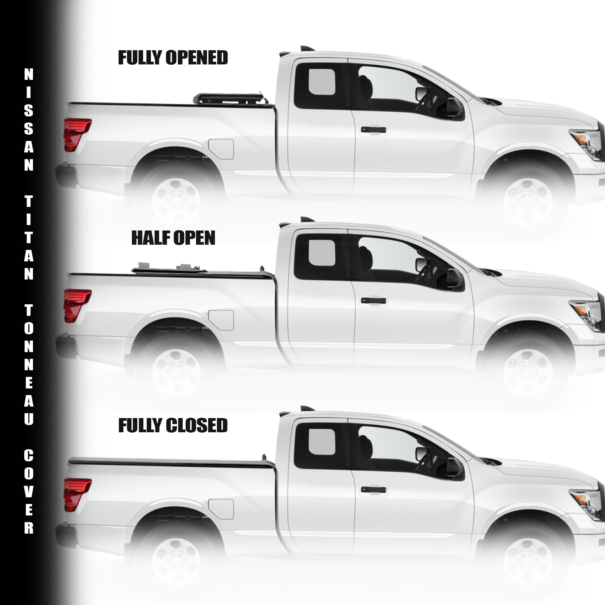 Low Profile Armordillo Hard Tri-Fold Nissan Titan Bed Cover Fits 2016 2017 2018 2019 2020 2021 2022 2023 2024 Nissan Titan/XD 6.5 Ft (78") Bed | CoveRex TFX | 7162389