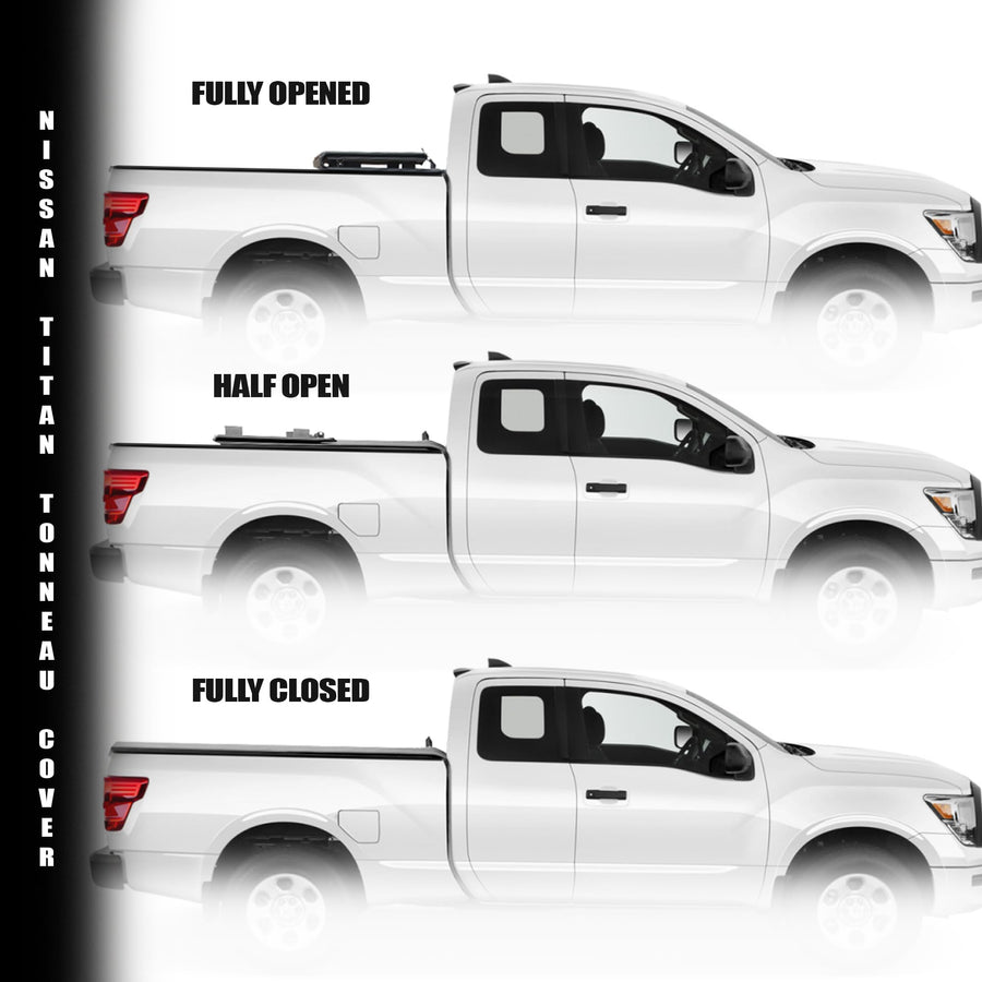 Low Profile Armordillo Hard Tri-Fold Nissan Titan Bed Cover Fits 2016 2017 2018 2019 2020 2021 2022 2023 2024 Nissan Titan/XD 6.5 Ft (78") Bed | CoveRex TFX | 7162389