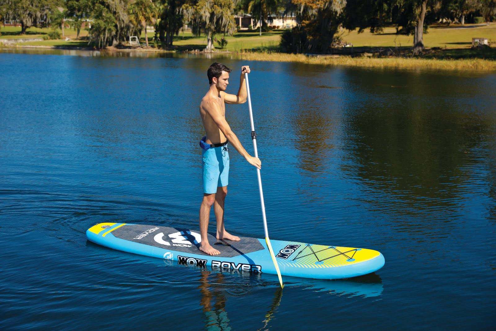 Rover Paddleboard - WOW Sports - Inflatable Paddleboard with Pump & Carrying Case - Perfect Lake Accessory