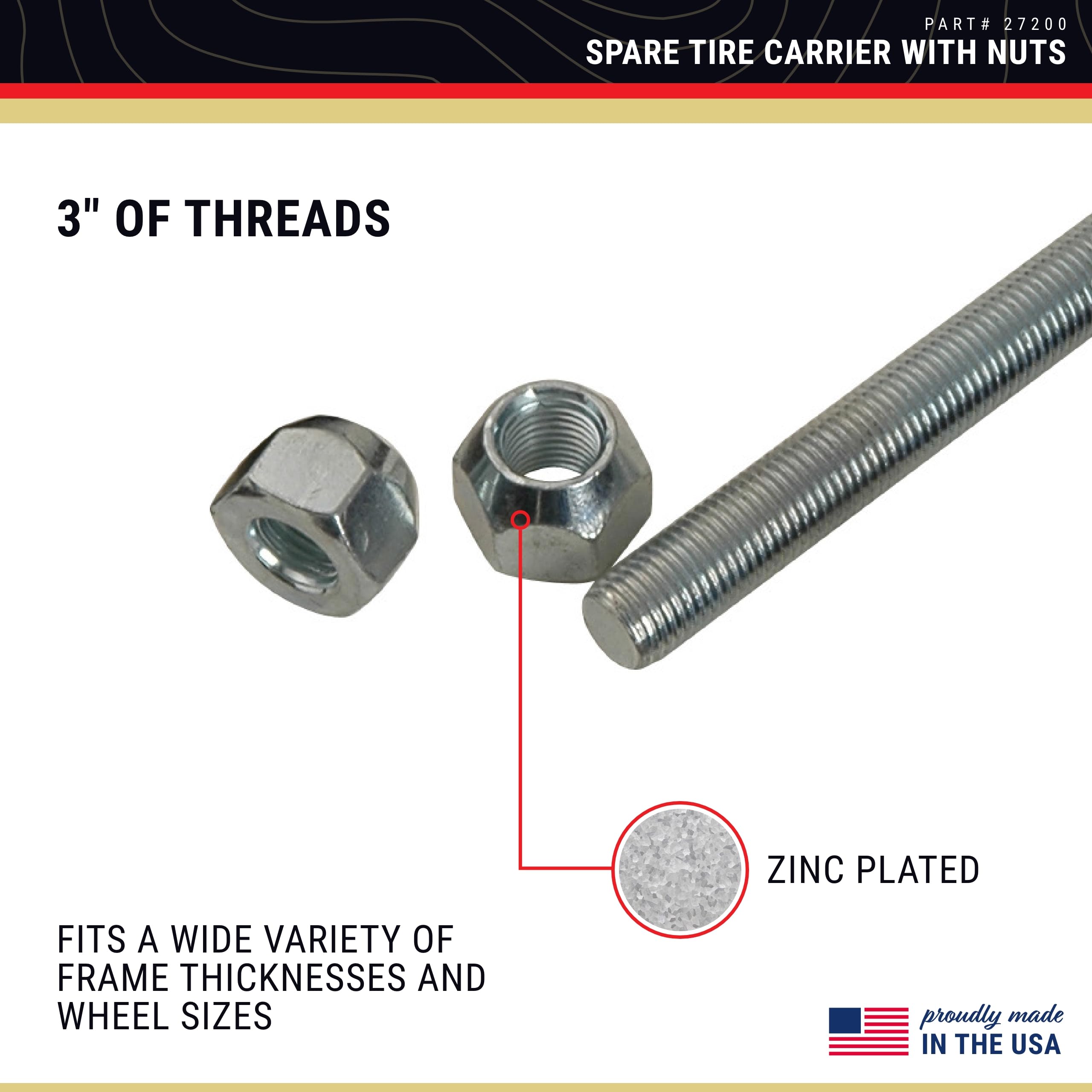 U-Bolt Spare Tire Carrier - CE Smith Durable Zinc-Plated Boat Accessories - 8-3/4" (27200)