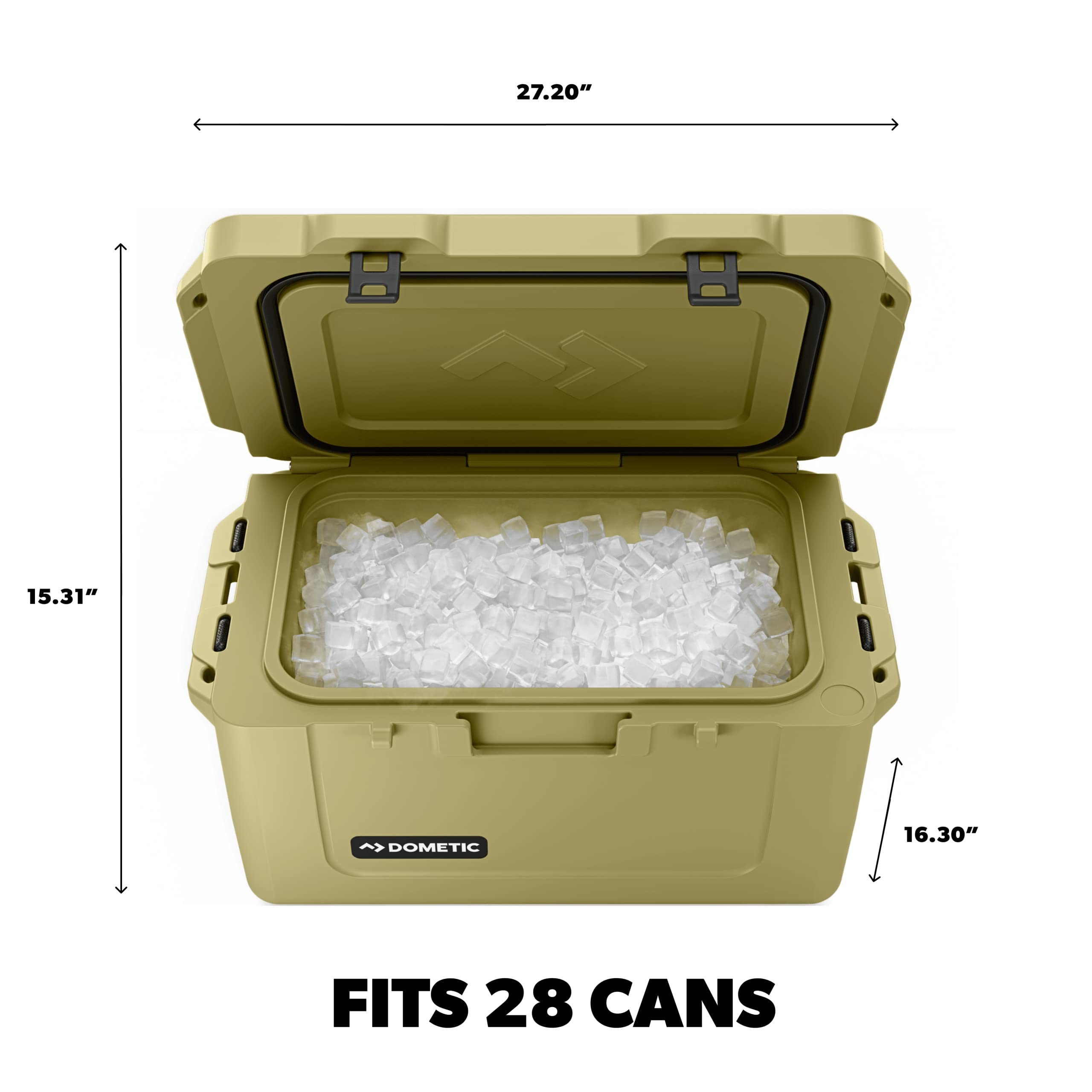 Dometic 35L Patrol Insulated Hard Cooler, Olive, Ice Chest and Passive Cool Box, Fits 28 Cans