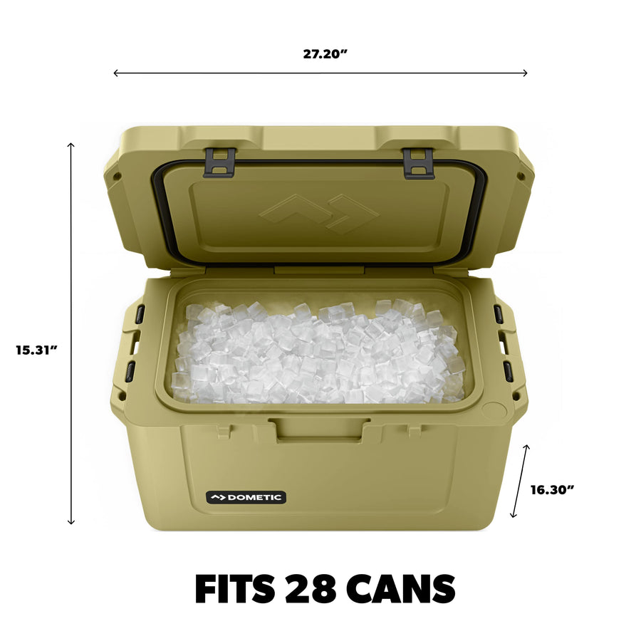 Dometic 35L Patrol Insulated Hard Cooler, Olive, Ice Chest and Passive Cool Box, Fits 28 Cans