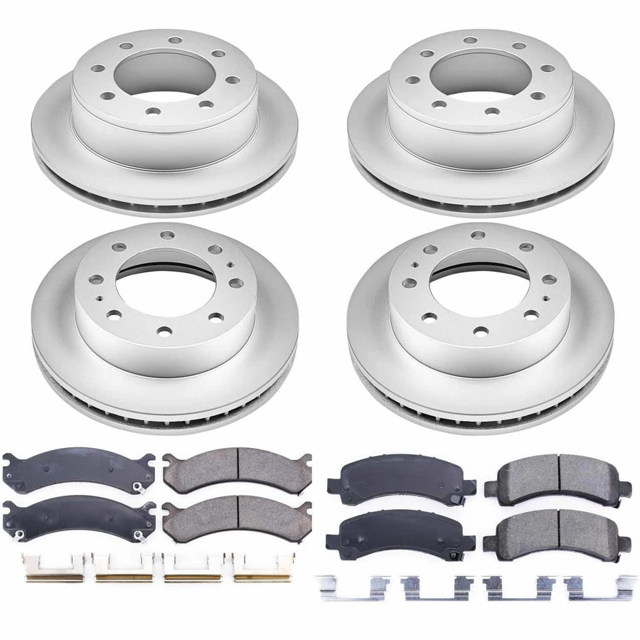 Power Stop CRK2074 Brake Rotor & Coated Ceramic Brake Pads- front & rear For Chevrolet Express 3500 2003-2016, GMC Savana 3500 2003-2016 [Model Specific]