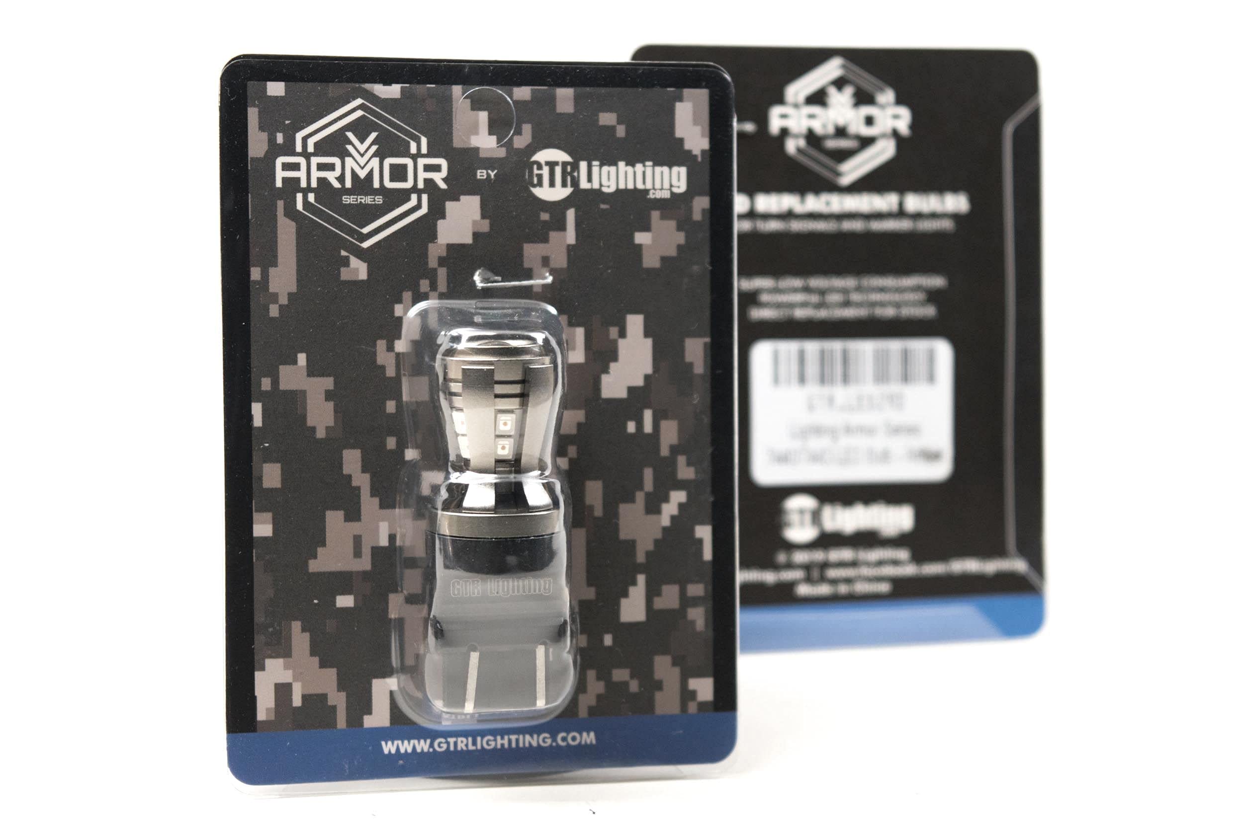 GTR Lighting Amber LED Bulb, Armor Series 3157/3156, Universal Upgrade, Front & Rear Turn Signals, Side Markers & Daytime Running Lights (DRL), Ultra Bright Plug and Play Replacement. (1x GTR.LED280)