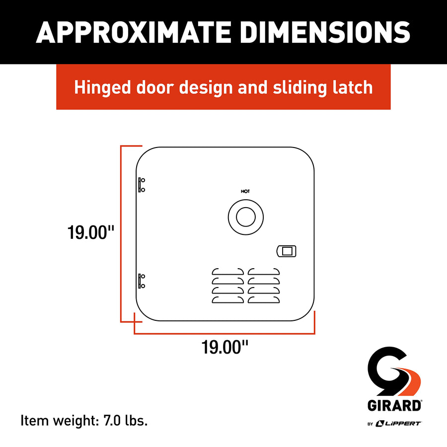 RV Water Heater Door Installation Kit Girard Products LLC - 10-Gallon, Polar White, Black