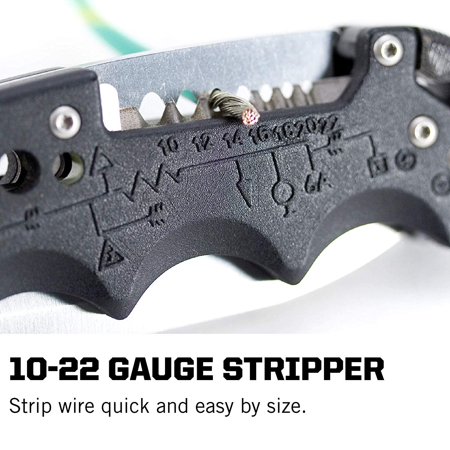SOG Electricians Kilowatt- Pocket Knife with Wire Stripping Multi-Tool and 3.4 Inch AUS-8 Blade, UTP 10-22G Wire Stripper Knife (EL01-CP), Black