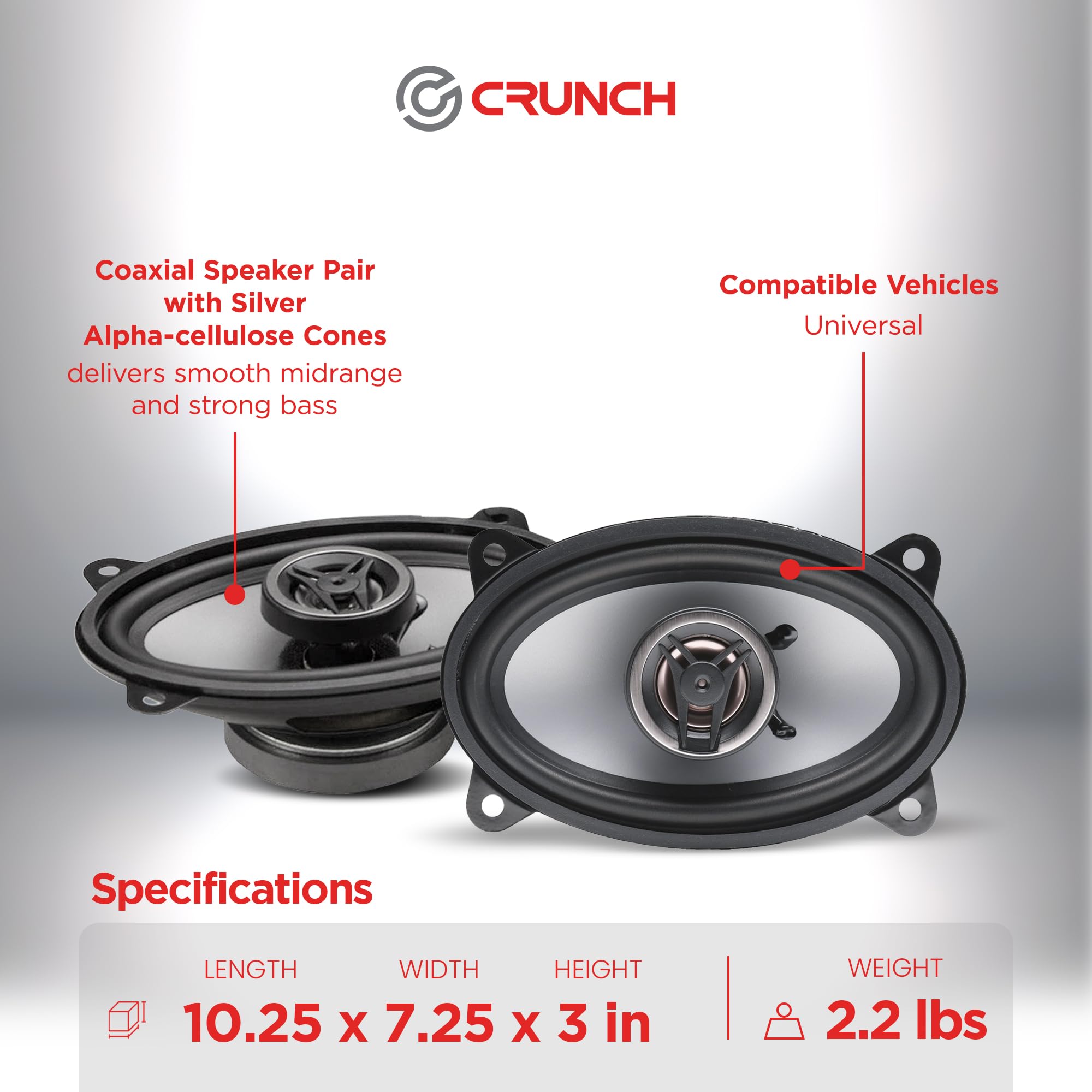 CS Series Crunch CS46CX Speakers (4" x 6", Coaxial, 250 Watts max)