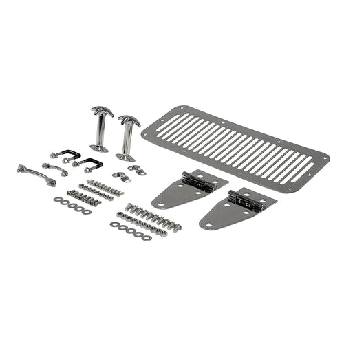 Hood Kit Rugged Ridge 11101.01, Stainless Steel; 76-86 Jeep CJ/87-95 Jeep Wrangler