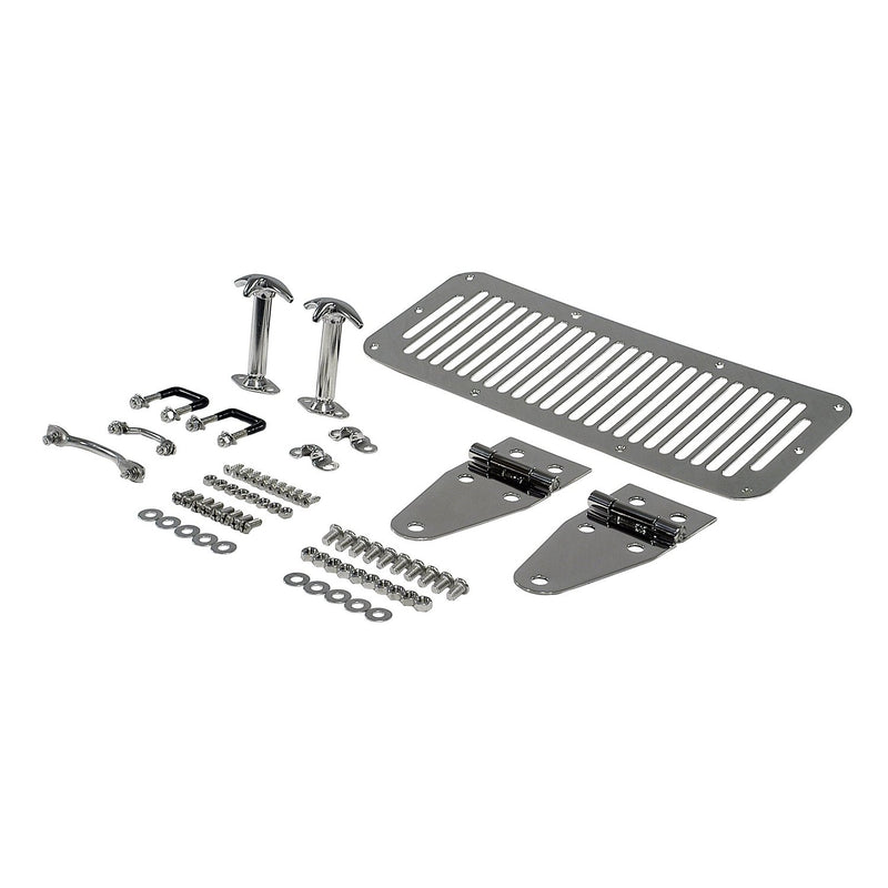 Hood Kit Rugged Ridge 11101.01, Stainless Steel; 76-86 Jeep CJ/87-95 Jeep Wrangler