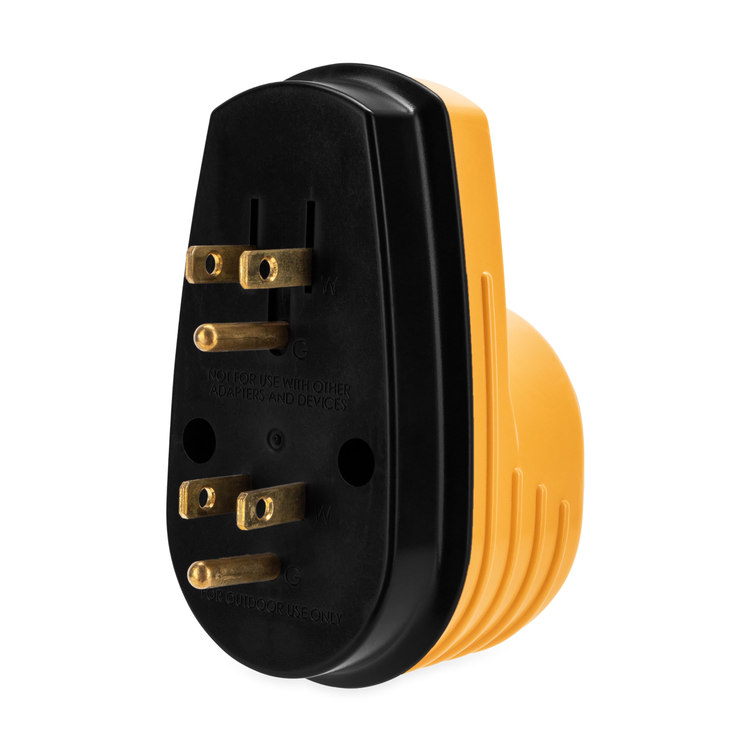 Camco RV PowerGrip Two-Plug 15-Amp to Single 30-Amp Adapter |125 V/1875 W (55225), Yellow