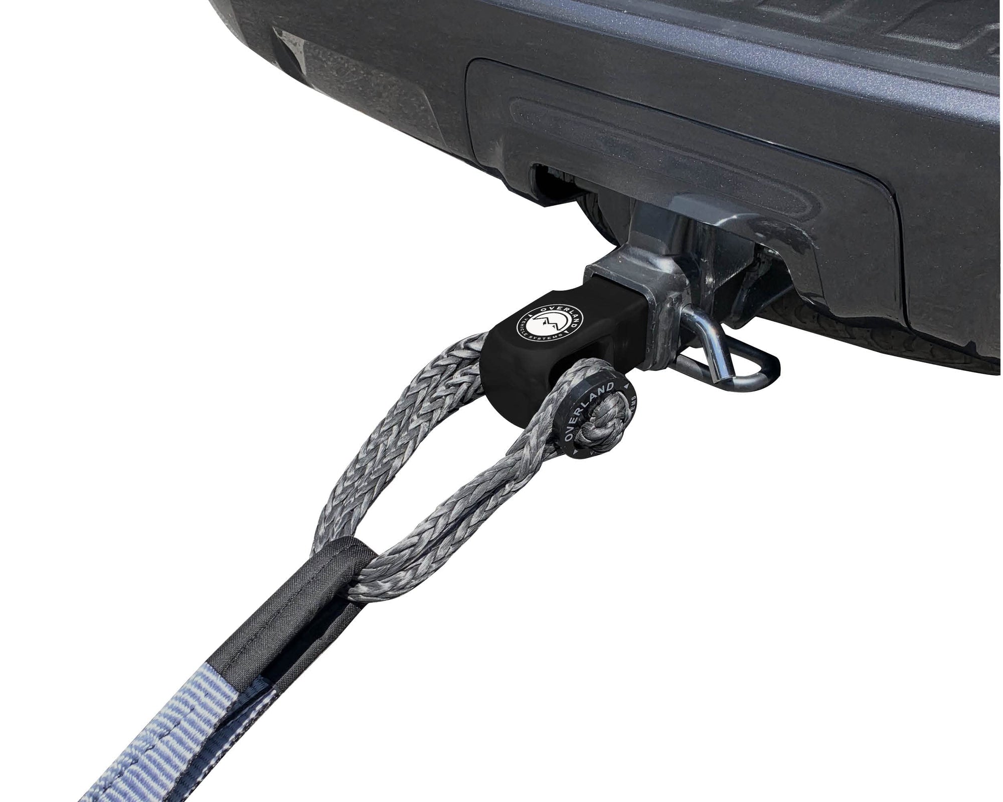 Aluminum Receiver Hitch Mount Overland Vehicle Systems for use with Soft Shackles - T6 6061 Aircraft Grade Aluminum - Glossy Black Powder Coated Finish