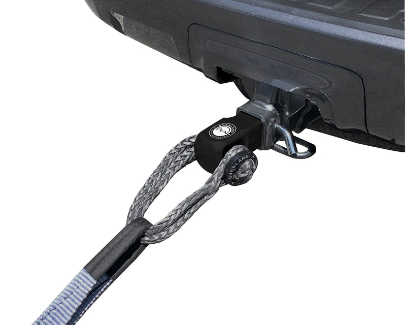 Aluminum Receiver Hitch Mount Overland Vehicle Systems for use with Soft Shackles - T6 6061 Aircraft Grade Aluminum - Glossy Black Powder Coated Finish