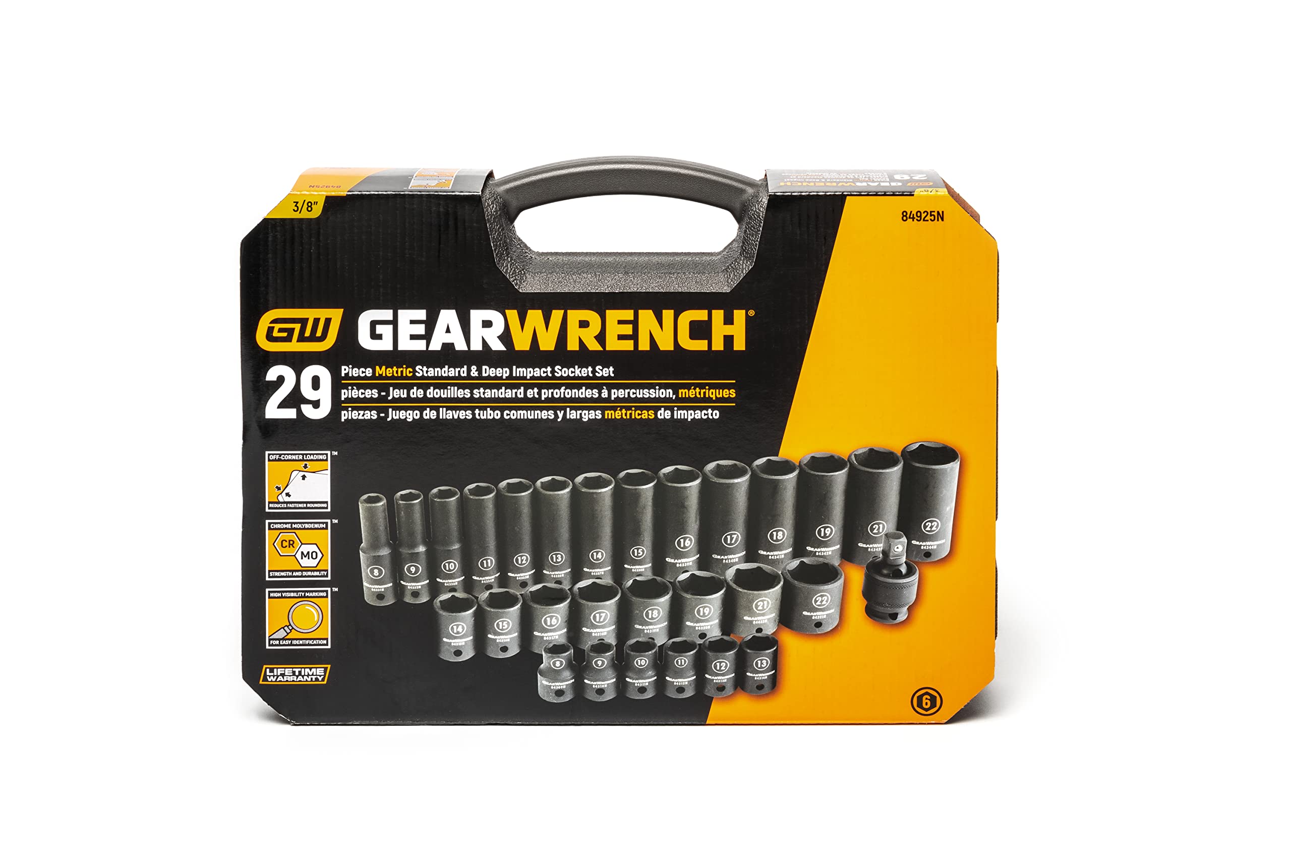 3/8" Drive GEARWRENCH 29 Pc. Impact Socket Set, Standard & Deep, Metric - 84925N
