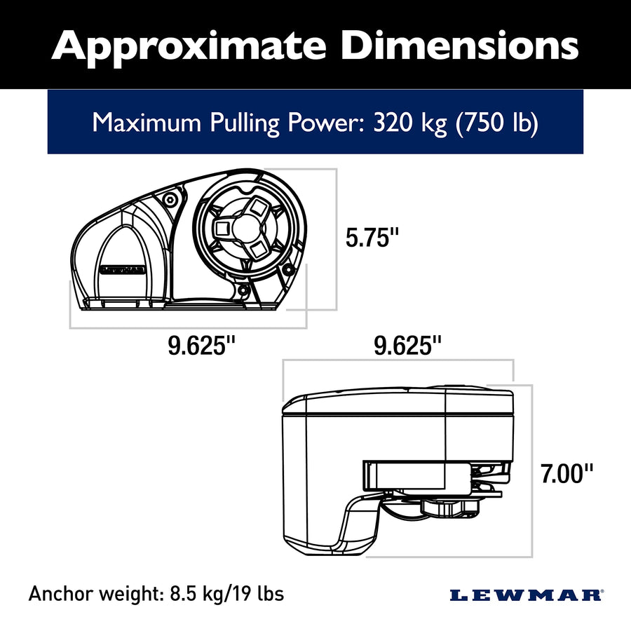 Lewmar Pro-Series 12V/700-Watt Gypsy with 316 Stainless Steel for Boats 20'-38' with 1/4" G4 Chain, Max Pull 700 lbs. - 2020201157