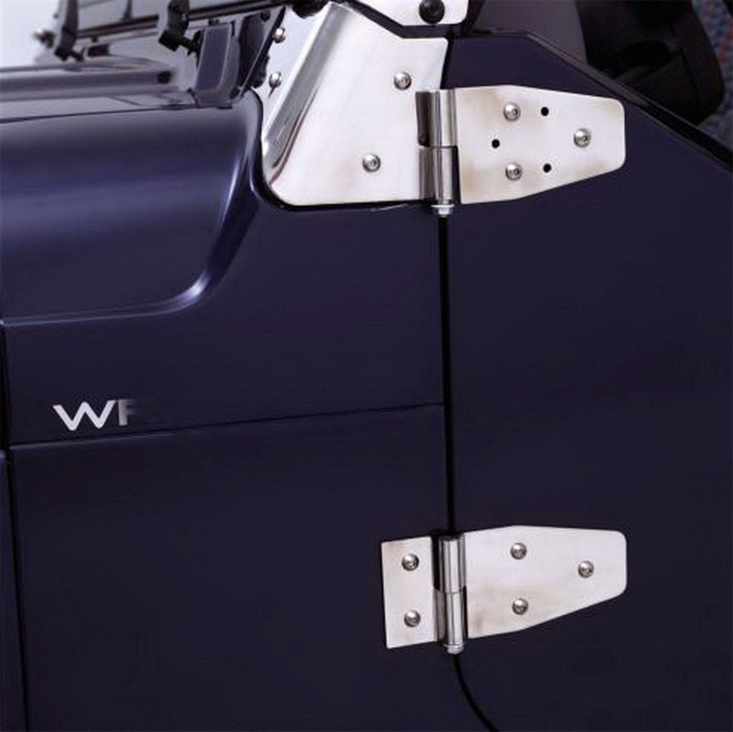Rampage Products Half Door Hinge Set for Jeep Wrangler TJ | Polished 4-Piece Set, Stainless Steel | 7441 | Fits 1987-1995 Jeep Wrangler YJ / 1997-2006 Jeep Wrangler TJ with Steel Half Doors