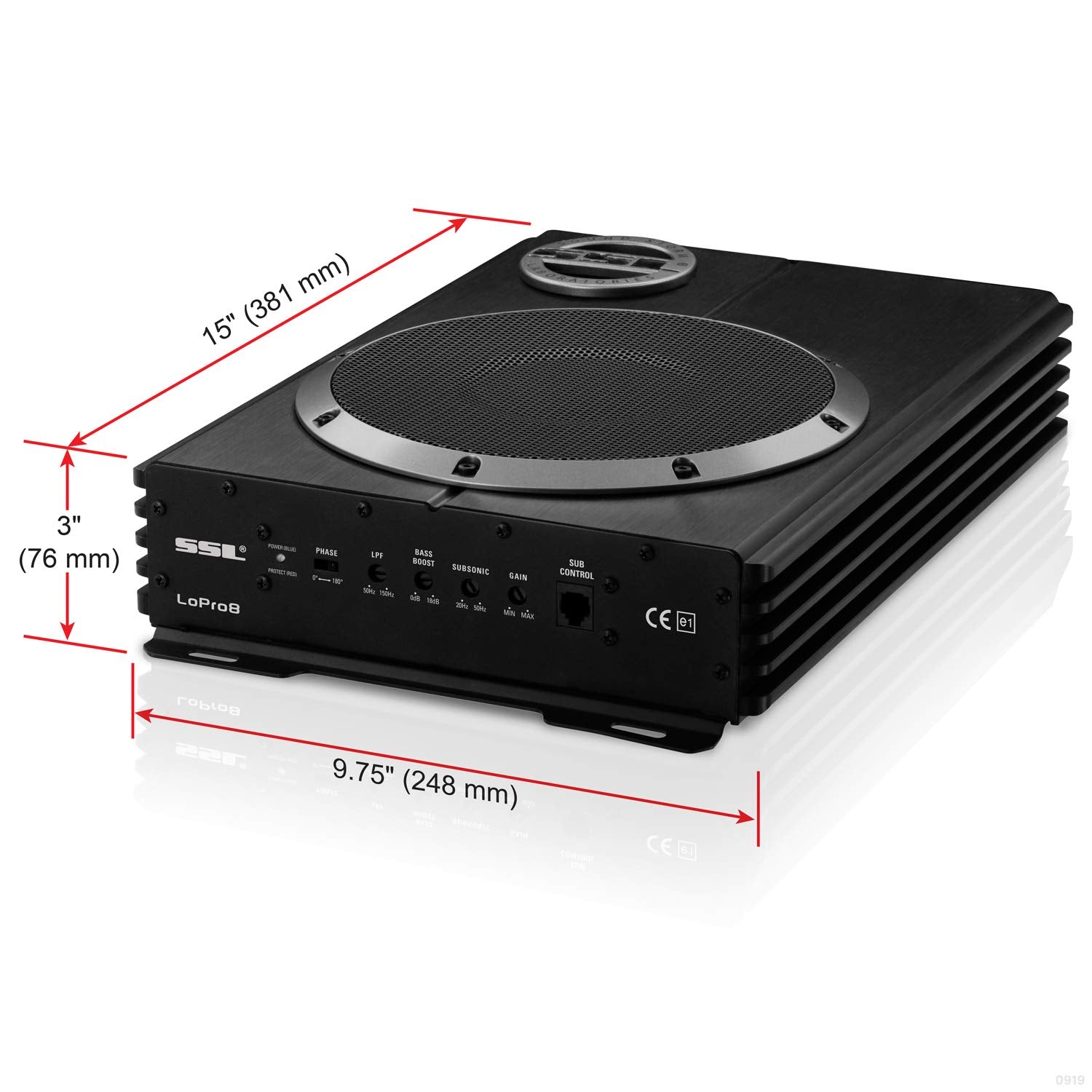 LOPRO8 Sound Storm Laboratories Amplified Car Subwoofer - 600 Watts Max Power, Low Profile, 8 Inch Subwoofer, Remote Subwoofer Control, Great For Vehicles That Need Bass But Have Limited Space, Black